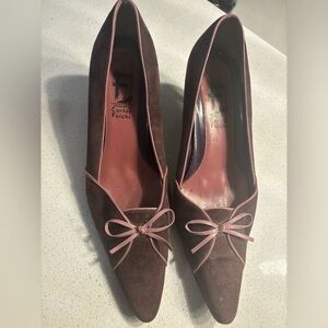 F Studio by Carlos Falchi - genuine leather purple pumps with bow - size 7B